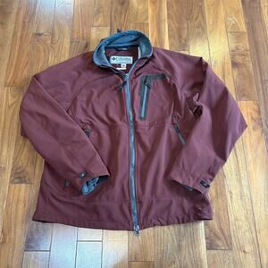 Columbia Titanium Men's Softshell Jacket Burgundy Full Zip Fleece Lined L
